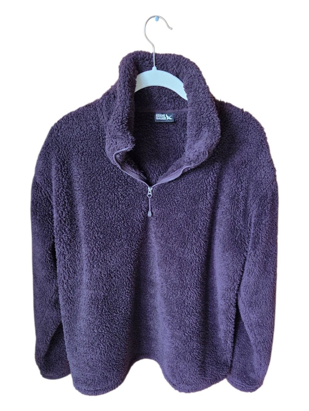 Eddie Bauer Women's Plum Quater Zip Sherpa Fleece Top Large